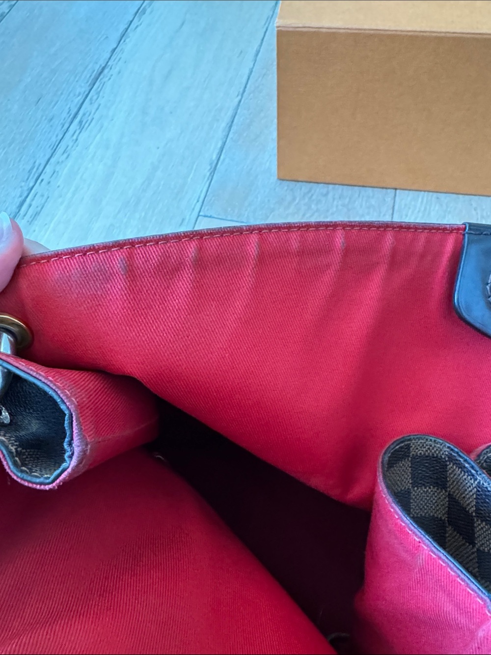 Louis Vuitton Graceful MM Damier Ebene Hobo Bag Red Interior w Box - Picture 9 of 14